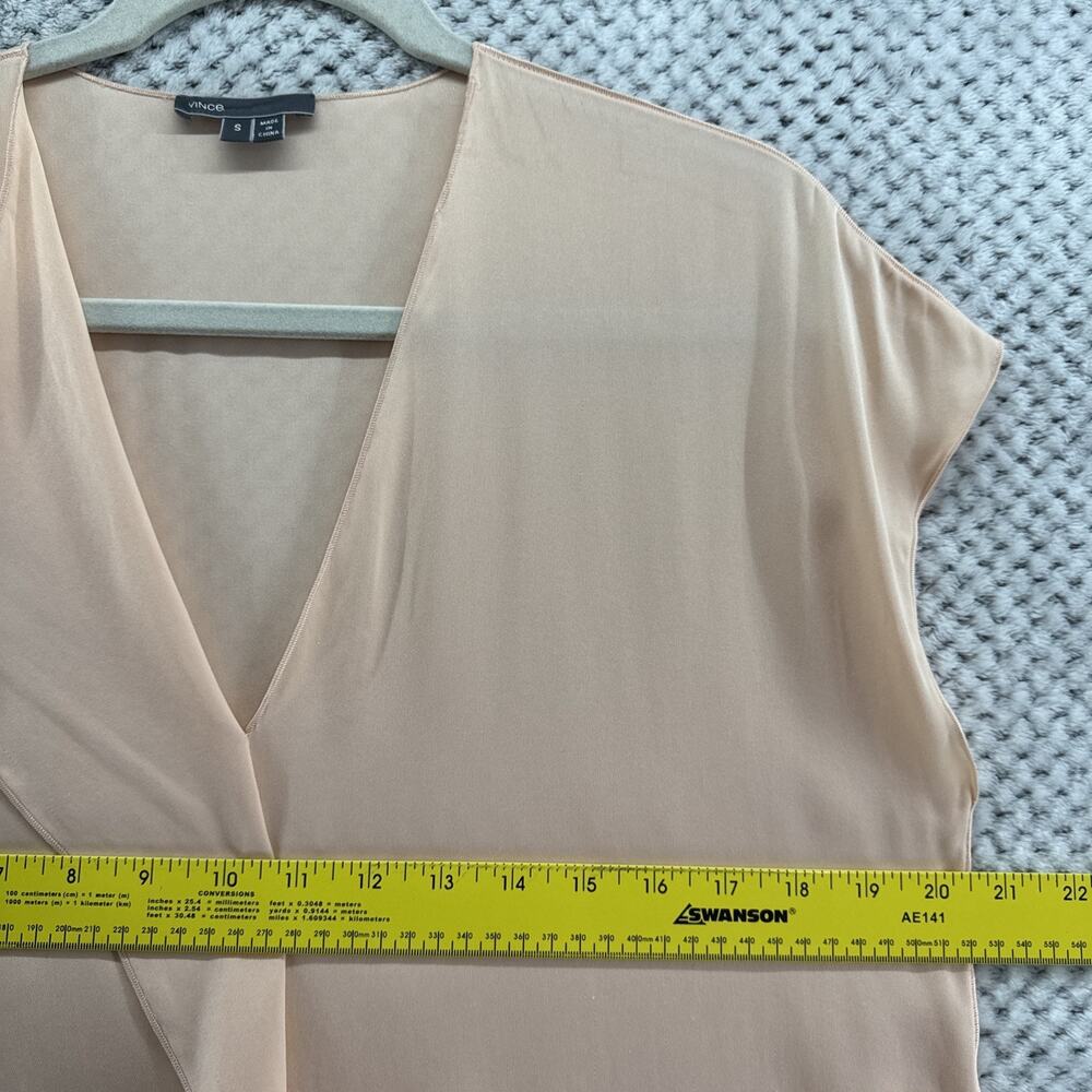 Vince Top Womens S Orange Peach Cap Sleeve V-Neck Ultralight Blouse Preppy - Picture 5 of 10
